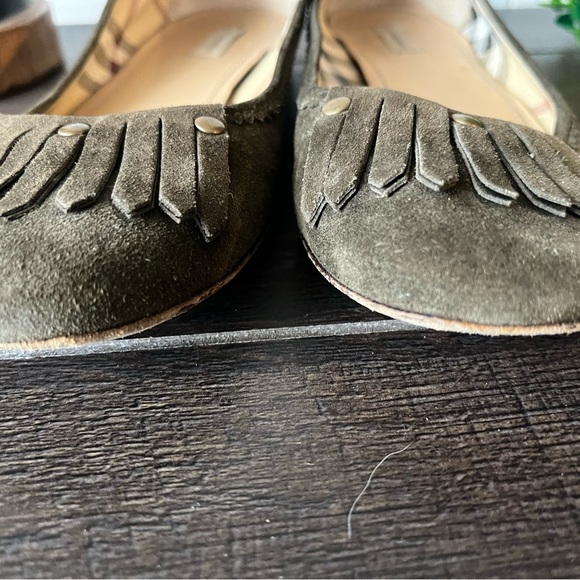 Burberry Olive Suede Ballet Flats Shoes Size 36.5 - Picture 12 of 16